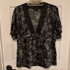 New York & Co. Silky Black & Grey Blouse - Sz Lg